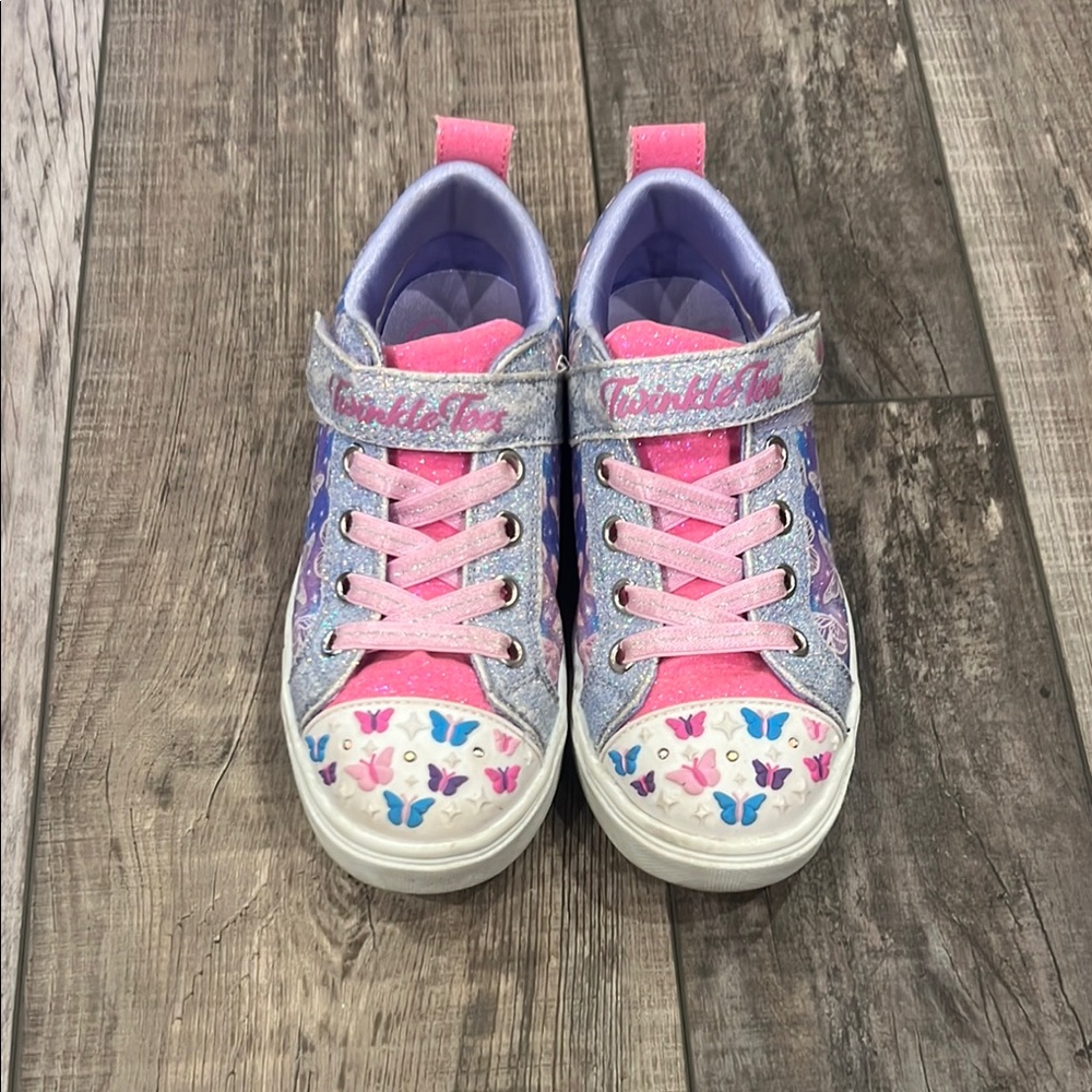 Twinkle Toes Pink and Blue Butterfly Light Up Sneakers